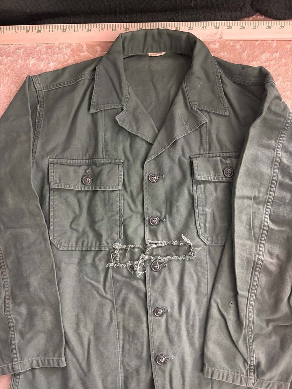 Vintage US Army OG-107 Cotton Sateen Utility Shirt 8.5 oz Olive Green